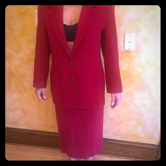 Vintage Wool & Cashmere Serena Ruby Red Jacket 8 - Picture 1 of 6
